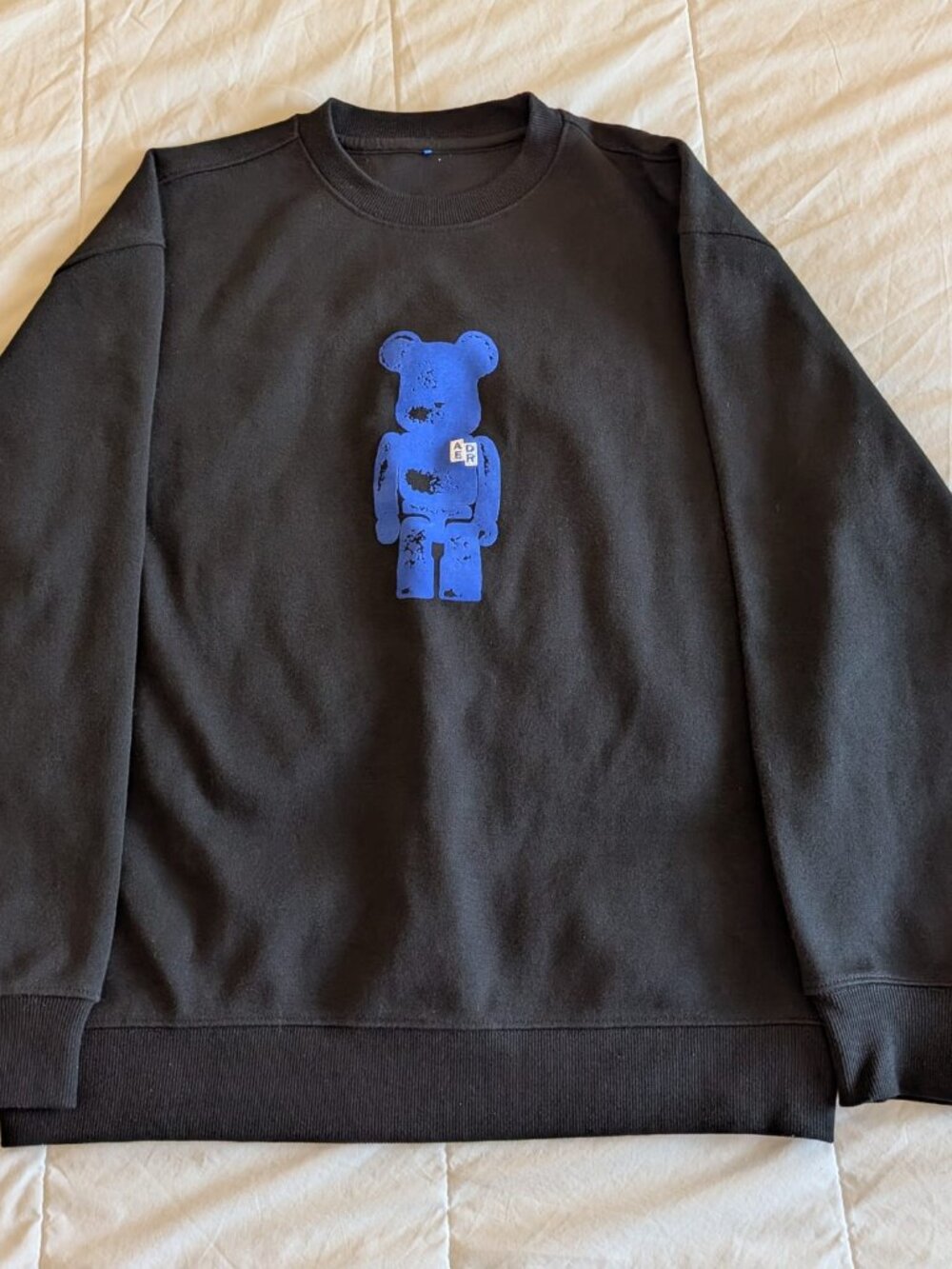 ADER ERROR Bear Sweatshirt A1 Black Blue Crewneck 2021 Korean Streetwear Small